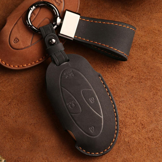 [소소마루] 가죽 핸드메이트 스마트키케이스 키 5버튼 케이스 그랜져GN7 키홀더 TP0000GWS, 블랙브라운  정자체(대문자)