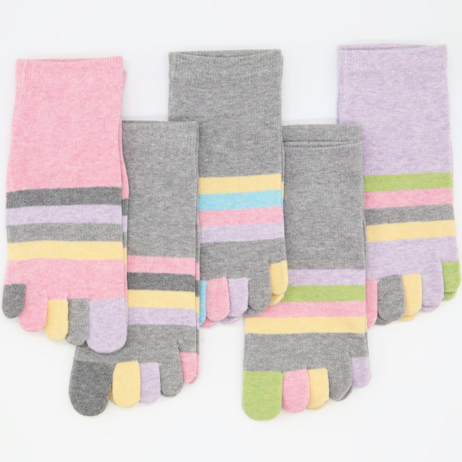 양말쟁이 국산 여성 발가락양말 오색사 단목 10켤레