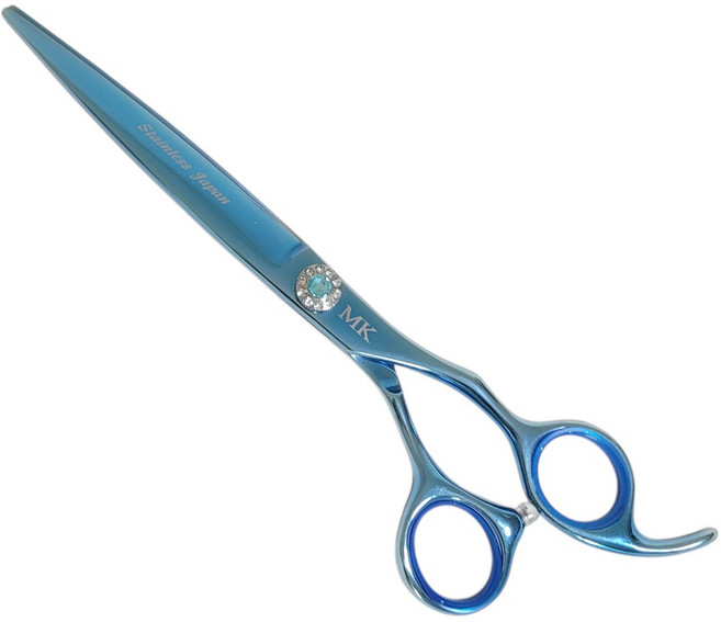 MK 위그가위 7인치 WG-B700 애견미용가위 애견학원 볼록가위 강력파워 강아지미용 악어가위 블런트가위, 1개, 블루티타늄