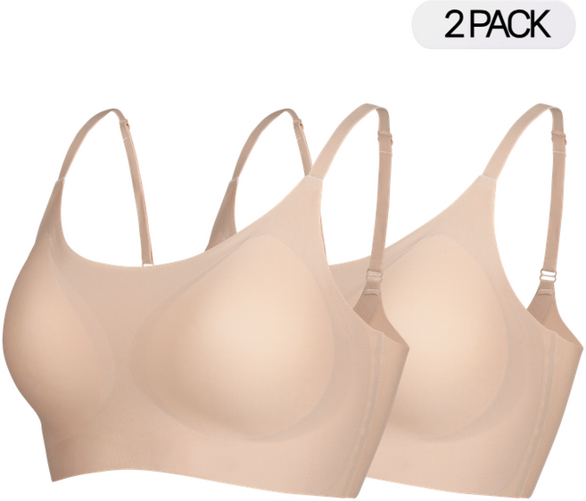 패드일체형 심리스 노와이어 어깨끈형 콤비심리스 브라 2매 세트 하성민기업