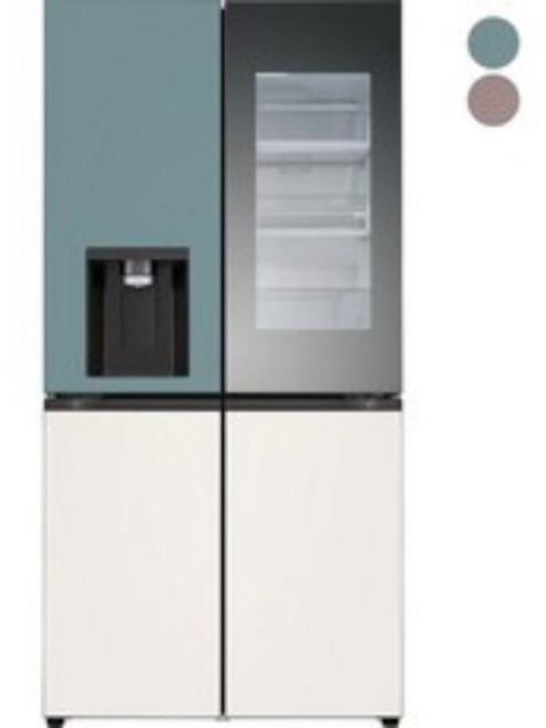 [색상선택형] LG전자 디오스 오브제컬렉션 820L 얼음정수기냉장고 W824GKB472 글라스 방문설치, W824GTB472S, 오브제컬렉션 클레이민트 + 베이지