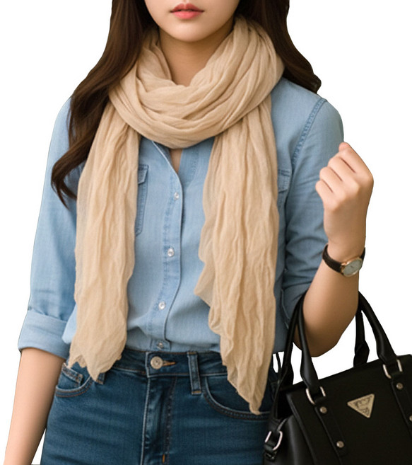 쇼퍼블릭 여성 플리츠 주름 롱 머플러 스카프