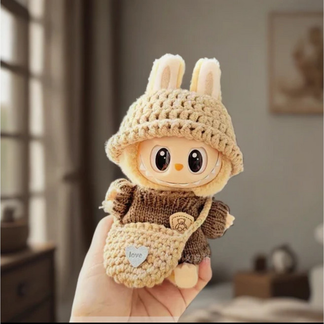 [국내배송] 라부 인형 1세대 2세대 3세대 호환 옷세트 원피스 티셔츠 인형 옷 입히기, 카키브라운, 1개