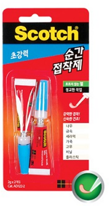 3M 스카치 초강력 순간접착제 AD122-2 2gX2개입, 1개