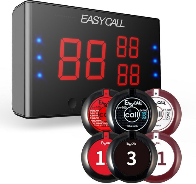 이지콜 세트 수신기 모니터 + 무선 호출벨 set (번호표제공), EY-2001(1구), 올블랙, 1개, 1세트