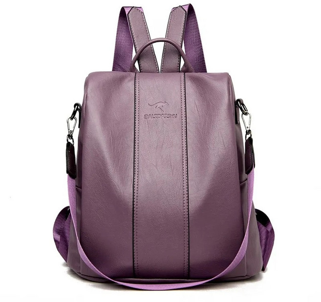 가죽백팩 여성용 도난 방지 가죽 백팩 빈티지 숄더백 대용량 여행 학교 가방