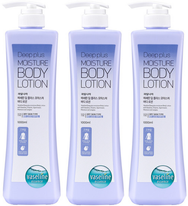 바세린 대용량 바디로션 딥플러스 1000ml 3개, 1L