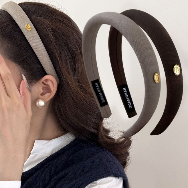 (1+1)금장 쿠션 헤어밴드 귀안아픈 와이드머리띠2p
