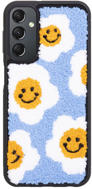 스마일 플라워 뽀글이 자수 범퍼 케이스