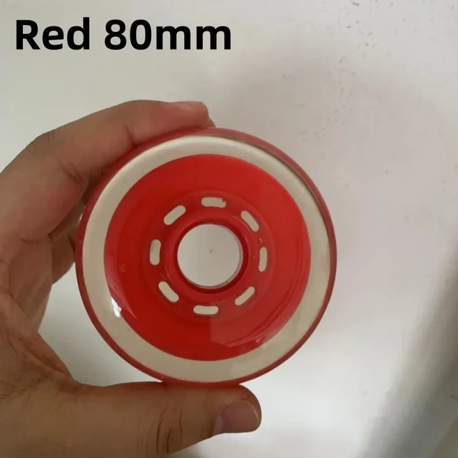 4 조각 하키 휠 78A Hi-Lo 인라인 스케이트 휠 76mm 80mm 부드러운 내구성 그립 탄성 이중 경도 롤러 타이, 03 4 Red 80mm