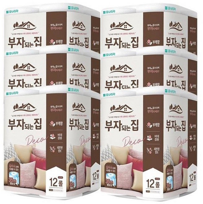 모나리자 부자되는집 데코 35MX12롤 6팩 1박스 휴지 화장지, 40m, 6세트, 1개