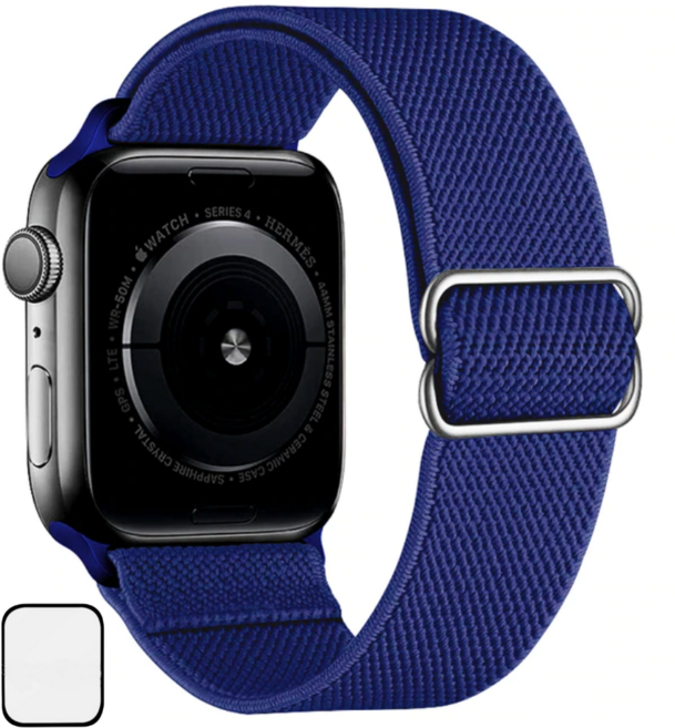 NUBASE 애플워치 호환 고탄력 링크 솔로루프 스포츠루프 버클 스트랩, 오션블루