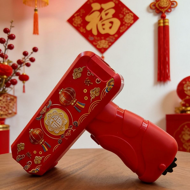 2026電動新年年會鈔票噴射道具, 1個, 2.0全新升級大輪款紅色噴鈔槍【鋰電池版+送300張紙鈔】