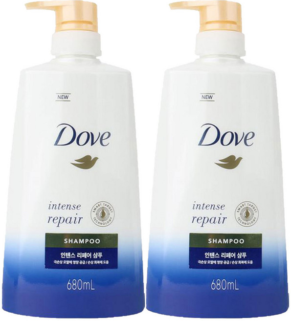 도브 인텐스 리페어 샴푸, 680ml, 2개