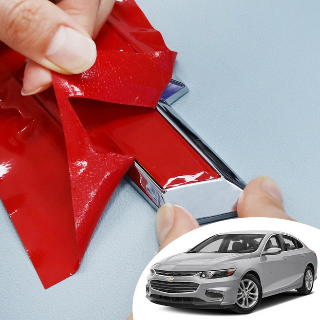 올뉴말리부 호환 쉐보레 보타이 엠블렘 포인트 컬러 데칼 다이킷 스티커 원단 튜닝 필름, 다이용 원단(2P), 무광 블랙