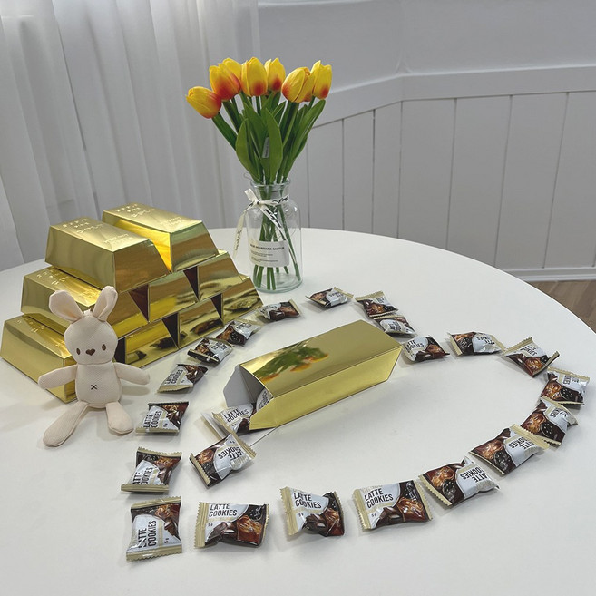 JL매직 골드바 인테리어소품 촬영소품 모형 가짜금괴 금전운 재물운 선물박스 구디백 DIY 100개입, 100개, 골드