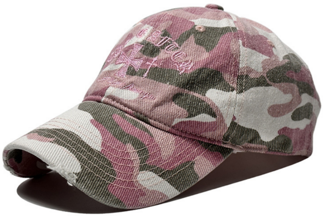 샤콘 카모 레터링 볼캡 3color / 빈티지 데미지 워싱 밀리터리 십자가 자수 봄 여름 캡 모자 남녀공용