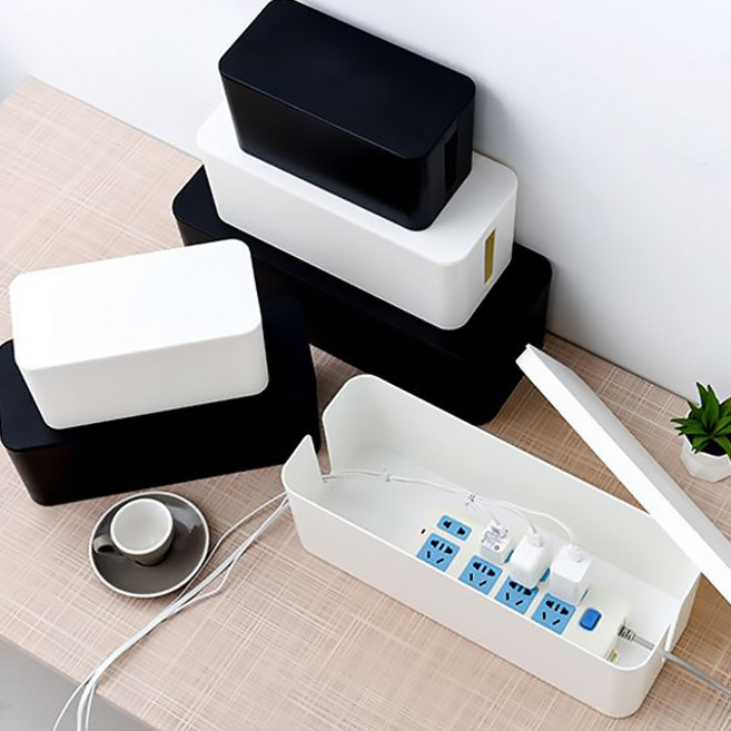 히든템 케이블 전선 멀티탭 수납 정리함, 1개, 화이트_중형