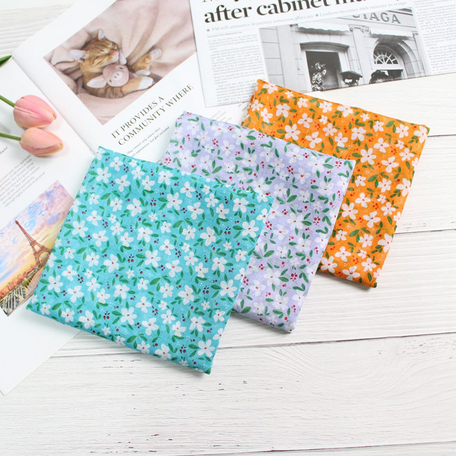 여성손수건 국산 가제 면 쁘띠 목손수건 플라워 꽃무늬 3장 1세트
