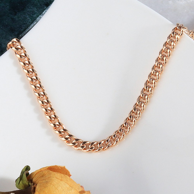 라운드 커브 민줄 할로우 체인 1.7미리 18K 굵은 줄 레이어드 여자 40대