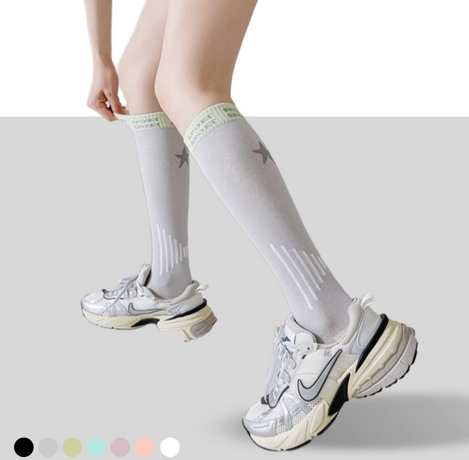 여성 고탄력 러닝 사이클링 니삭스 스포츠 야간반사 양말
