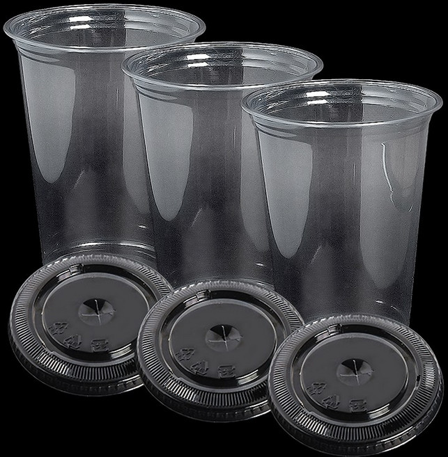 명성 16온스(480ml) 92파이 PET 아이스컵 1000개+평뚜껑 1000개 세트 테이크아웃 카페 커피 음료, 1세트, 1000개입, 480ml