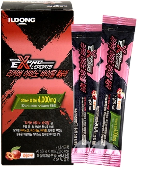 일동생활건강 리커버 아미노 바이탈 BCAA 단백질 보충 전해질 워터 복숭아, 7g, 10개 - 쿠팡