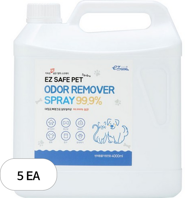 이지세이프펫 스퀘어 탈취제 무향, 4L, 5개