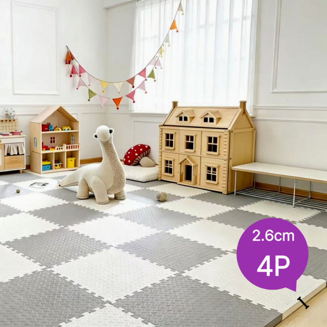 홈잼 두꺼운 층간소음 매트 대형 퍼즐매트 베란다 바닥매트, 그레이, 4개