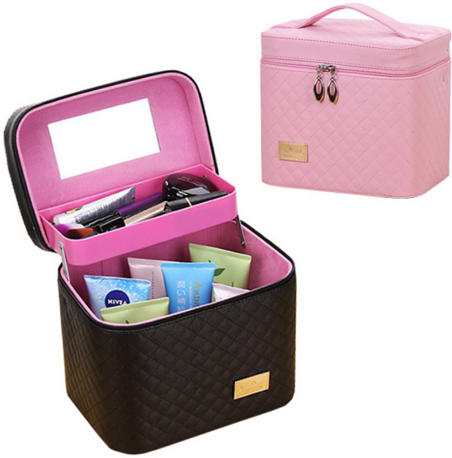 화장품가방 대용량 휴대용 정리함 메이크업케이스, (블랙), 1개