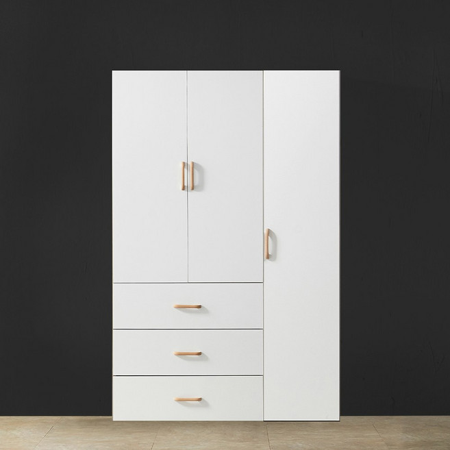 이엔 (3서랍옷장+400옷장) 1200 장롱세트 시스템장 원룸 드레스룸 3단 장농, 화이트