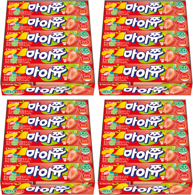 크라운 마이쮸 딸기, 44g, 60개