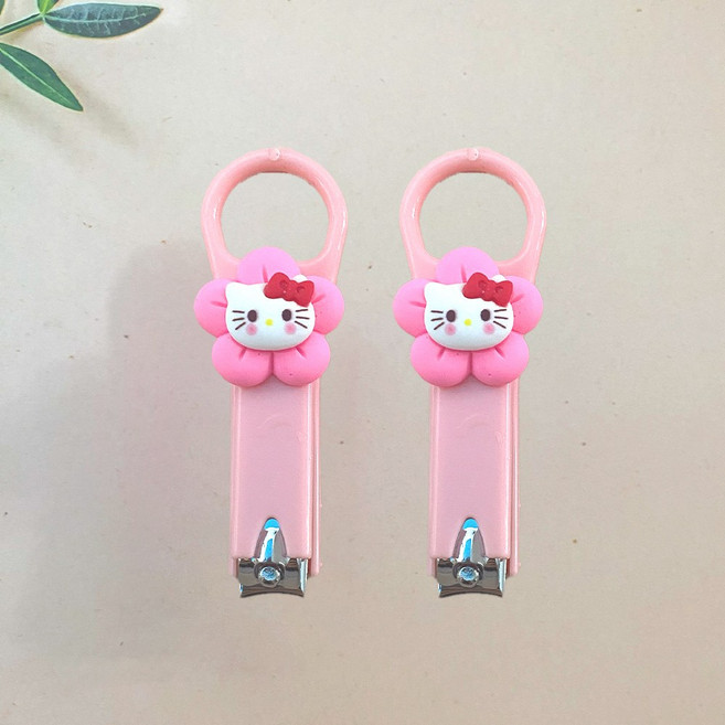 휴대용 꽃받침 캐릭터 손톱깎이 세트, 2개, 헬로키티