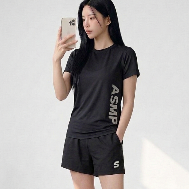 미사813 여성 요가 필라테스 헬스복 트레이닝 운동복 반팔 반바지 상하의세트