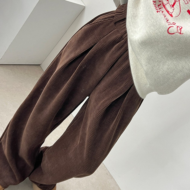 (55~77size) 윈터 와이드 힙 골덴 코듀로이 핀턱 밴딩 도톰 겨울 롱 팬츠 6color