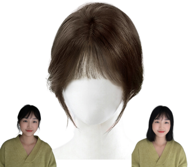 씨엔와우 앞머리 100%인모 수제 메쉬 정수리부분가발, 1개, 모카브라운