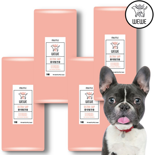 위위패드 위위배변패드 강아지 배변패드, 4개, 50개입