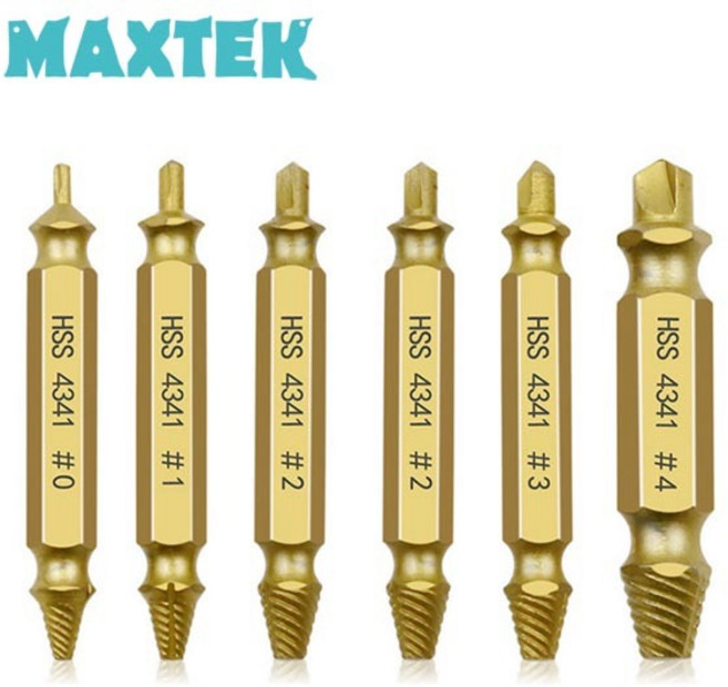 맥스텍 MT510 반대탭 비트 세트 역탭 6PCS 볼트 리무버 히다리탭 마모나사 제거 빠꾸탭 나사추출비트, 1개