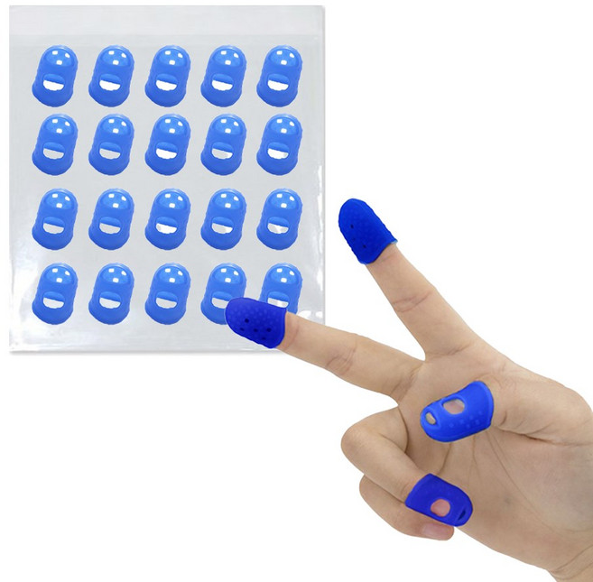 한수위 손가락 골무 20개 세트 사무용 기타 실리콘 고무 검지 법원 작업, 블루, 1개