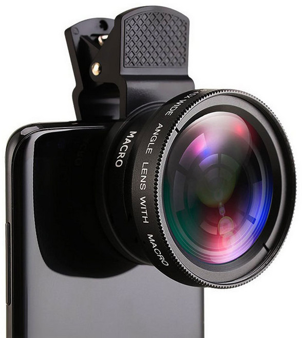 상덕 스마트폰광각렌즈 핸드폰렌즈 패션 광각렌즈, 블랙, 1개