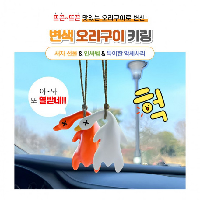 변색 오리구이 키링 인형 가방 핸드폰 차 꾸미기 백꾸 액세서리 귀여운 파우치