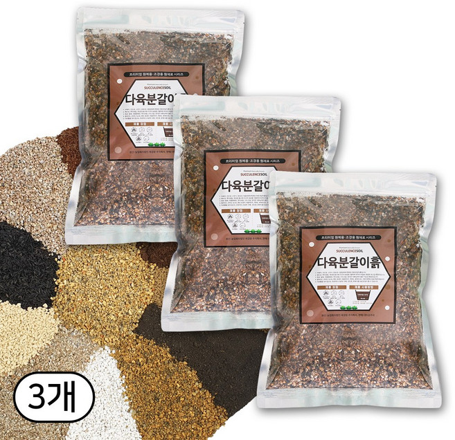 세경팜 프리미엄 다육이흙, 2L, 3개