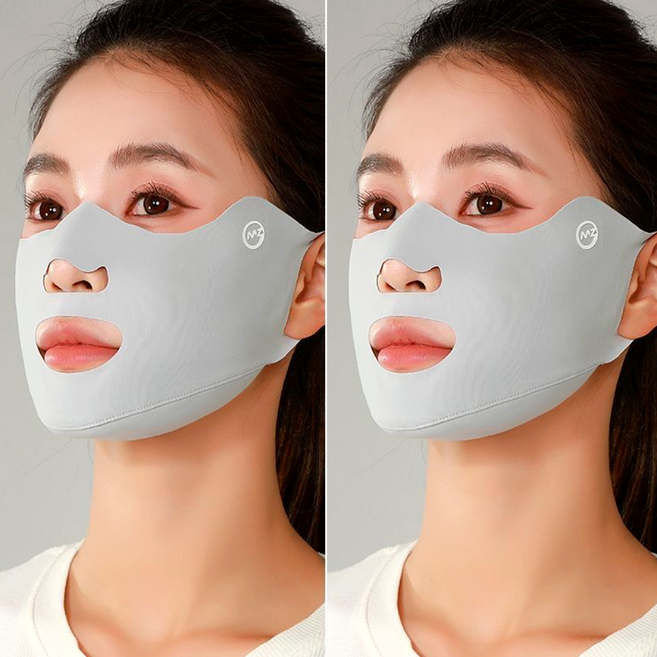 바블래 오픈마스트 1+1 패치 기미주근깨 보호관리 골프마스크, 그레이색 + 그레이색