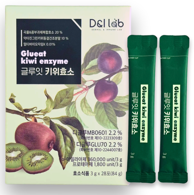 탄수화물 분해효소 글루잇 뉴질랜드 키위 유래 글루텐 분해 소화 유산균 효소, 1박스, 3g