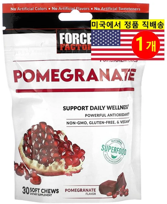 포스팩터 펀더멘탈 석류 500mg 소프트츄 30개입 이너뷰티 개별포장, 1개 - 쿠팡