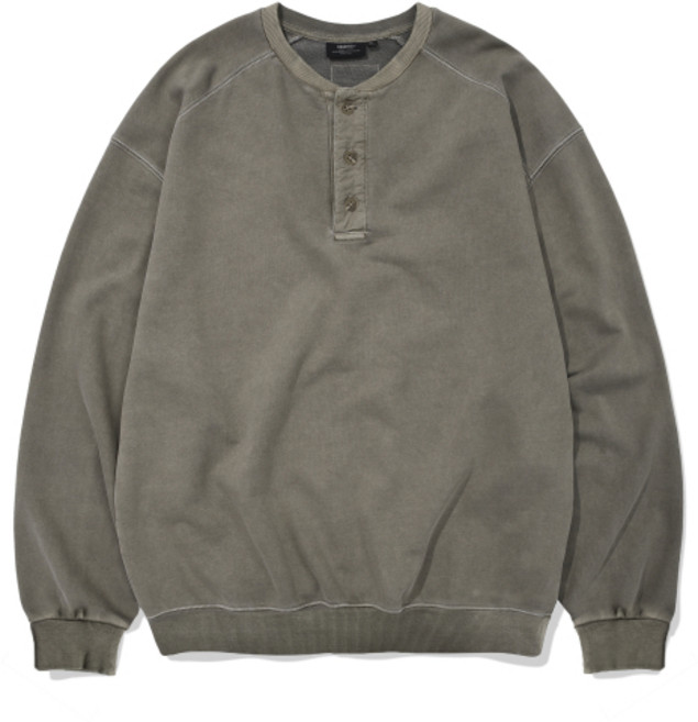 카네이테이 빈티지 WASHED HENLEY SWEAT셔츠 (올리브 DRAB)