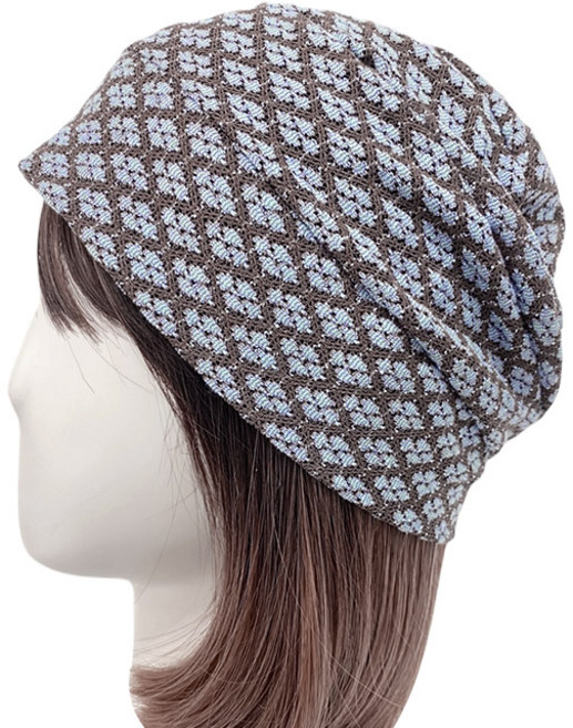 엄마짱 MDS_8526_다이아 망사레이스 유로피안 두건 / 가벼운 셔링비니 중년여성 봄여름두건 위생두건 여성탈모 엄마선물모자 생활복 헤어두건 항암모자 체크패턴 아메카지룩 실내외