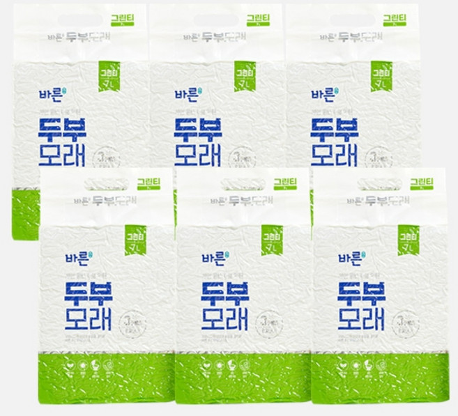 워피 바른 두부모래 그린티 7L 고양이 모래, 3개