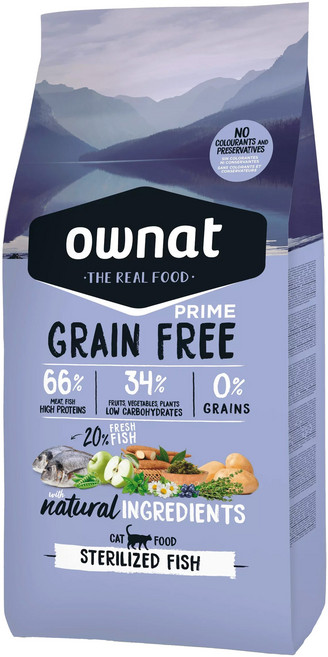 ownat 歐娜特 無穀 乾飼料 化毛挑嘴 室內貓, 多種魚, 8000g, 1袋