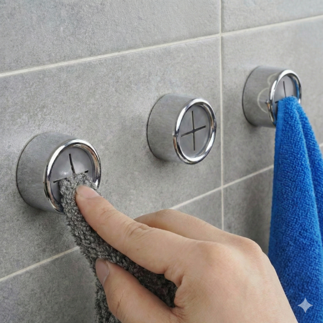 빌쓰 무타공 원형 수건걸이 욕실 벽부착 클립형 타월꽂이, 7개, 니켈